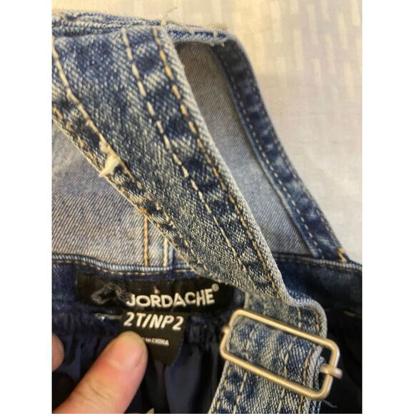 Jordache denim 2t overalls dress blue dots frillys - Picture 4 of 5